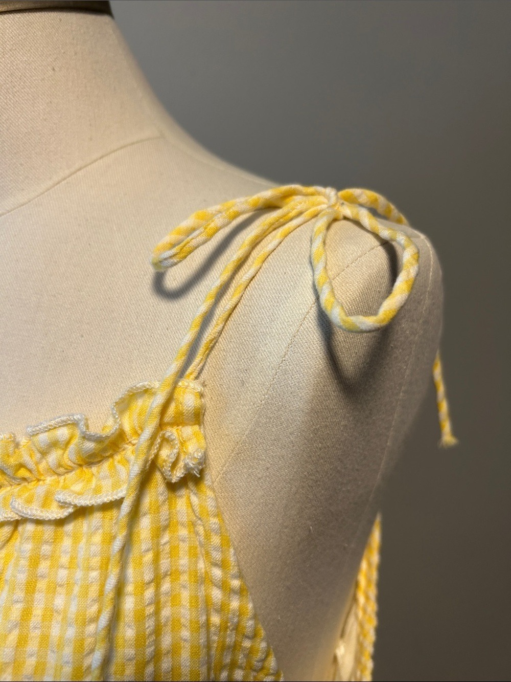 Sim & Sam Yellow Cotton Gingham Tiered Cottagecore Maxi Dress - Picture 8 of 15